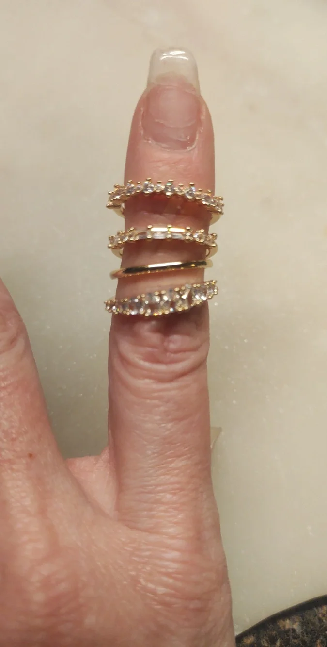BOGO! NEW! Set Of 4 CZ Stackable Gold Rings Size 6